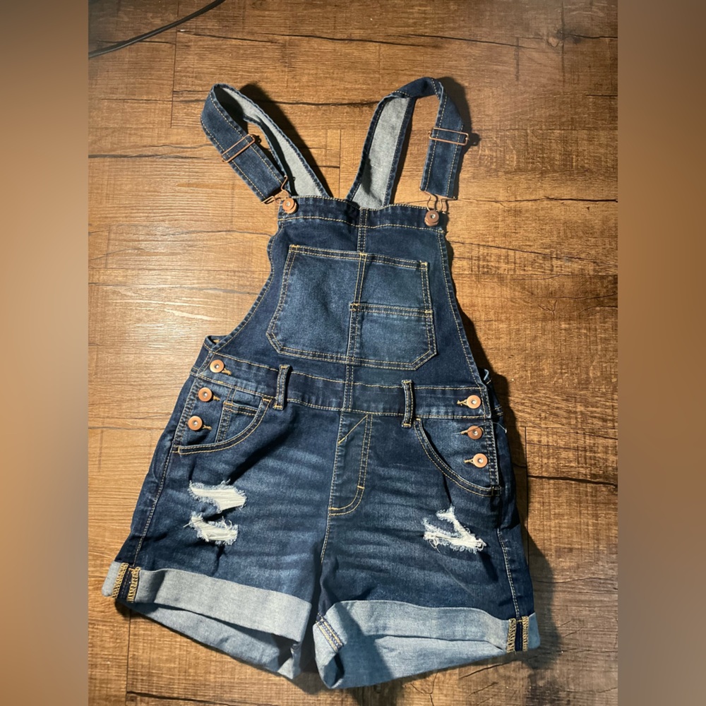 No Boundaries Denim Overalls Shorts